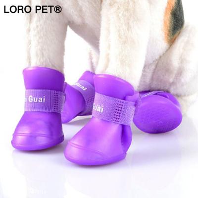 China Small Viable Cute Waterproof Silicone Rubber Dog Puppy Rain Snow Boots Shoes for sale