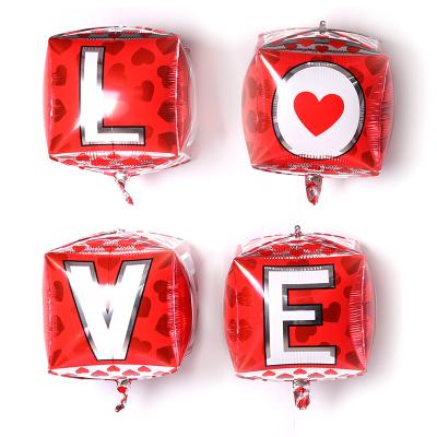 China Valentine's Day / Wedding Party Decorative 4D Love Square New Four-sided Foil Balloons Wedding Venue Decoration Movie Adult Foil Balloon for sale