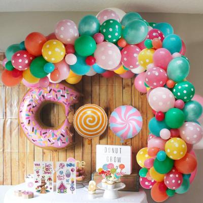 China Decoration Donut Balloons Garland Kit Donut With Sprinkles Ice Gold Foil Arch Cream Balloon For Baby Shower Girl Birthday Party Decorations for sale