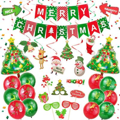 China Decoration Merry Christmas Banner Santa Claus Mylar Christmas Tree Party Foil Balloon Set Decoration for sale