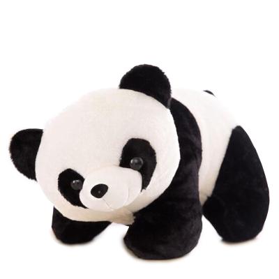 China Custom Gift Plush Stuffed Fat Cute Sitting Panda Bear Toy For Kids Gift With Bamboo Leaf for sale