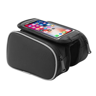 China Waterproof Bike View Handlebar Bag Mobile Phone Pouch Cell Phone Storage Bag Touch Screen Bike Bag Optional for sale