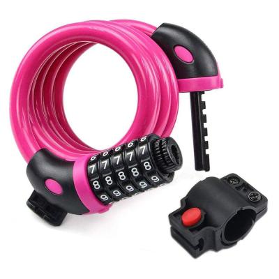 China Wholesale Passwords Lock 5-Digit Electric Bicycle Bike Bicycle Cable Lock Steel Coded Bicycle Chain Lock for sale