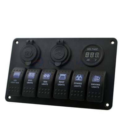 China Switch Panel Car With Power 12V USB Socket Marine Switch Panel For Boat RV 180mm*110mm for sale