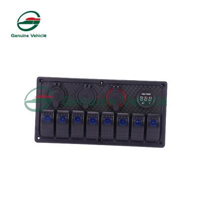 China Marine Boat Yacht Car RV 8 Strip Boat Switch Panel With Cigarette Lighter USB Socket 12V Power Voltmeter 4 In 1 For Car Marine for sale