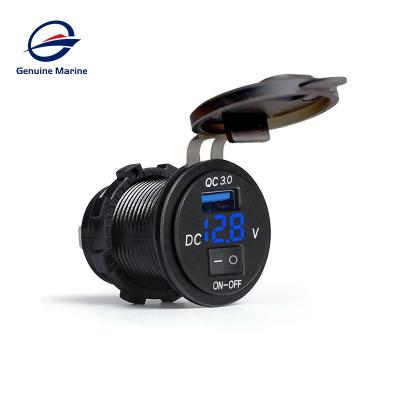 China Caravan Parts Plastic Waterproof Voltmeter Socket 3.1A USB Port Socket With Switch For Universal Car for sale