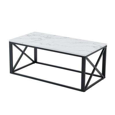 China industrial high quality nordic marble living room furniture with metal frame coffee table for sale