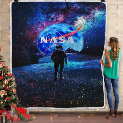 China NASA American Flag Sherpa Blanket Anti-pilling Shear Blanket Soft Throw Wholesale Drop Shipping for sale