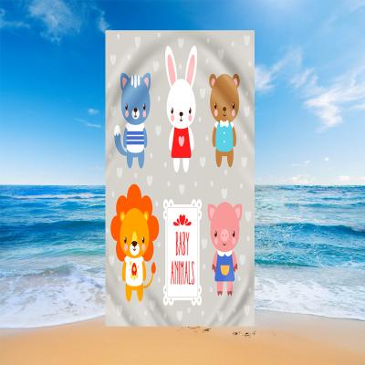 China Baby Animals Cartoon Rectangle Beach Bath QUICK DRY Microfiber Towel 100% Wholesale Dropshipping for sale