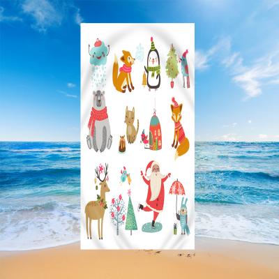 China Christmas Cartoon Rectangle Beach Bath Towel QUICK DRY Microfiber 100% Wholesale Dropshipping for sale