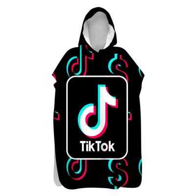 China QUICK DRY Symbol Tiktok Poncho Beach Bath Towel Quick Dry Hooded Pool Drop Shipping Wholesale Kids and Adults Microfiber Bath for sale