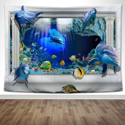 China Minimalist The World Wholesale 100% Polyester Wall Hanging Tapestry Home Decoration Underwater Drop Shipping for sale