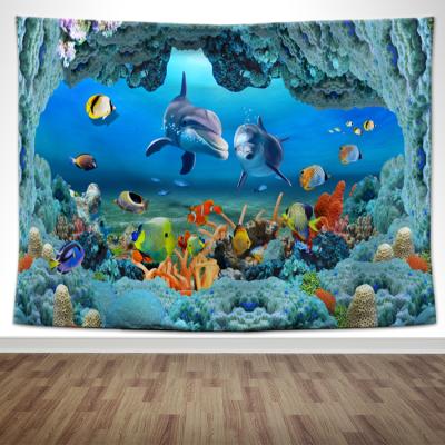 China Minimalist The World Wholesale 100% Polyester Wall Hanging Tapestry Home Decoration Underwater Drop Shipping for sale