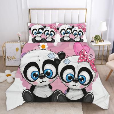 China Anti-pilling Cute Cartoon Panda 3D Printed 3pcs Bedding Sets Duvet Cover Sets Pillowcases Textiles Dropshopping Home Wholesale for sale