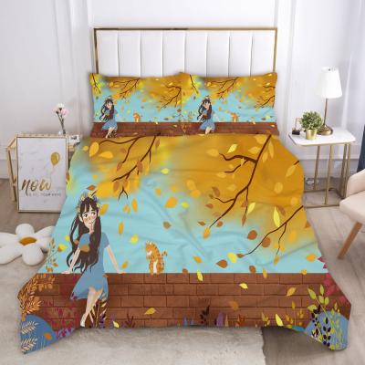 China Anti-pilling Beautiful Forest Girl 3D Printed 3pcs Bedding Sets Duvet Cover Sets Pillowcases Textiles Dropshopping Home Wholesale for sale