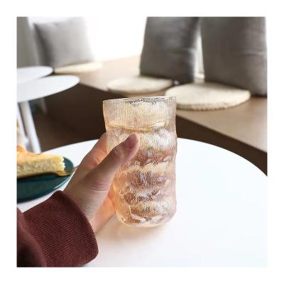 China Viable Single Layer Environmental Friendly Glass Mug Glacier Pattern Home Aesthetic Glass Mug for sale