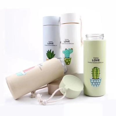 China Cute Drinking Water Juice Bottle Cactus Sustainable Water Bottles Borosilicate Glass Drinking Water for sale