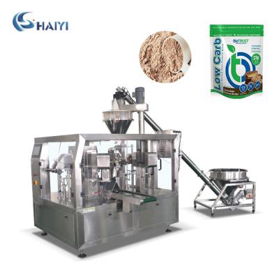 China Automatic Rotary Food Zip Lock Rack Up Doybag Protein Powder Filling And Sealing Machine for sale