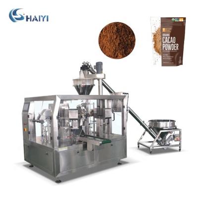 China Food Automatic Rotary Stand Up Pouch Zipper Bag Cocoa Coffee Powder Packing Machine for sale