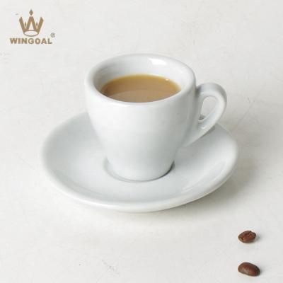 China Sustainable Customized Strong Logo Porcelain Espresso Cup And Saucer Set for sale