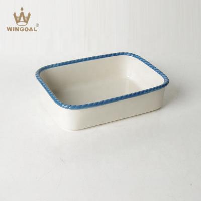 China Sustainable Size Quality Porcelain Baking Dish Rectangular Ceramic Dish Baking Pans for sale