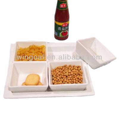 China 5 pcs viable ceramic lazy susan for snack with ceramic tray for sale