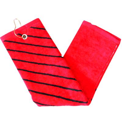 China Promotional QUICK DRY 100% Cotton Golf Towels With Metal Hook for sale