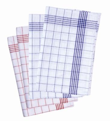 China Disposable Kitchen Towel Yarn-dyed Blue Striped And Red Striped Tea Towel In Stock for sale