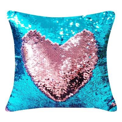 China Anti-Static Custom Change Color Pillow Case Two Color Sequin Polyester Cushion Cover For Favor Christmas Decoration Pillow for sale