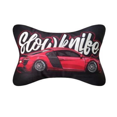 China Custom Printed Anti-Static Magnetic Neck Rest Bone Shape Car Headrest Pillow for sale