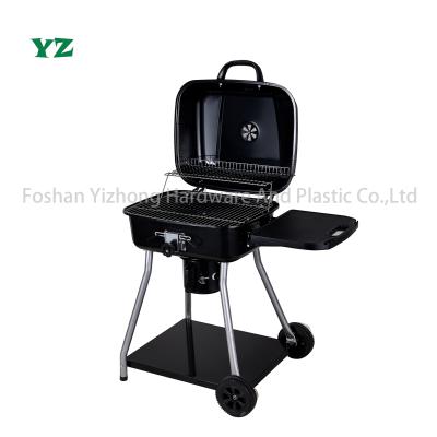 China YZ Cart Charcoal BBQ Grill Cart BBQ Grill with Portable Side Table with Wheels for sale