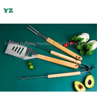 China 3pcs Bamboo Wooden Handle BBQ Grill Cooking Tool Kit BM03 for sale