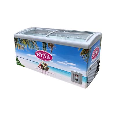 China Single-Temperature Supermarket Ice Cream Display Curved Glass Door Chest Freezer SD/SC-418Y for sale