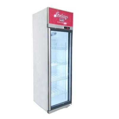 China Commercial Single-temperature 458L Air Cooling Upright Freezer Glass Door Upright Freezer with Lightweight Canopy for sale