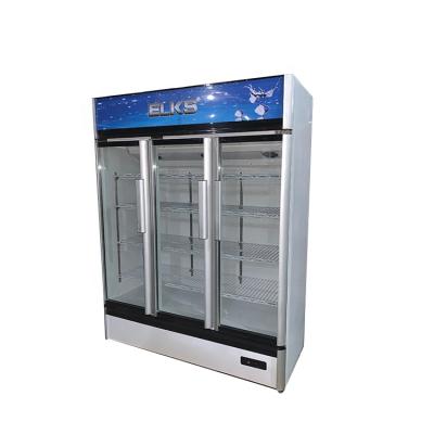 China Large capacity three single-temperature glass door refrigerator display aluminum upright showcase LC-1500 for sale