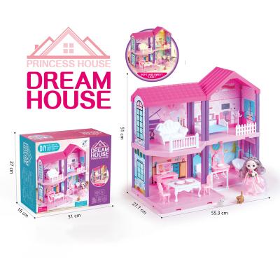 China Cartoon Toy Girl Doll House Toy Set Plastic Doll Room Suits Girl Mini Apartment Doll House for sale