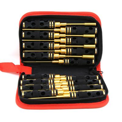 China MEOA Wltoys RC Model Car 16pcs Hex Socket RC Vehicle Aluminum Alloy Slotted Cross Screwdriver and Model Ships Tool Kit Set for sale