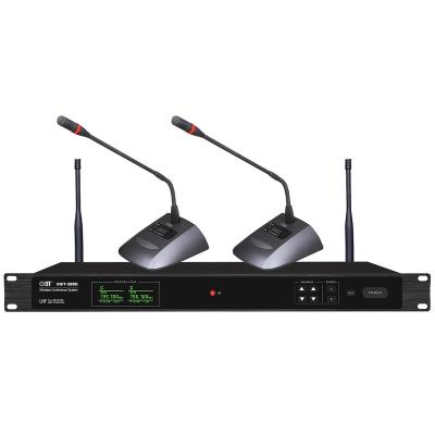 China 8 Hours UHF Wireless Microphone Gooseneck Dual Channel Microphones System Conference for sale