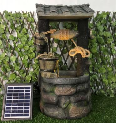 China Classical Water Feature Outdoor Solar Roof Water Fountain for Garden Decoration with Led for sale