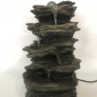 China Classic Water Feature Rock Layer Outdoor Solar Water Fountain for Garden Decoration with Led for sale