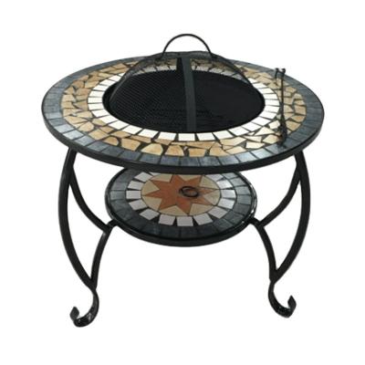 China Easily Assembled Outdoor Mosaic Barbecue Brazier Charcoal Table Fire Pit For Garden And Backyard for sale