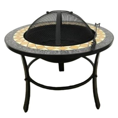 China Garden Easily Assembled Around The Fire Pit Burning Mosaic Tile Wood BBQ Table for sale