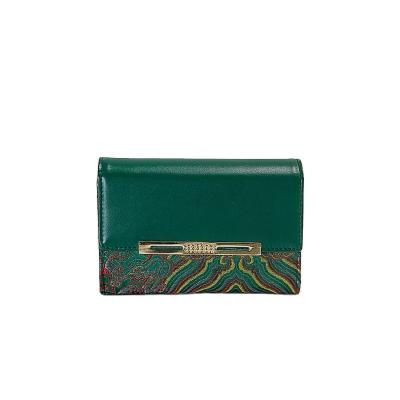 China Decorate chinese style leather brocade handmade silk wallet for women for sale