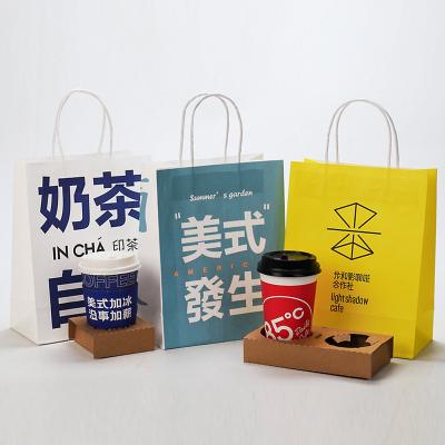 China Materials Manufacturer Supplier Milk Tea Packaging Bag Recycled Paper Bag Coffee Takeout Bags for sale