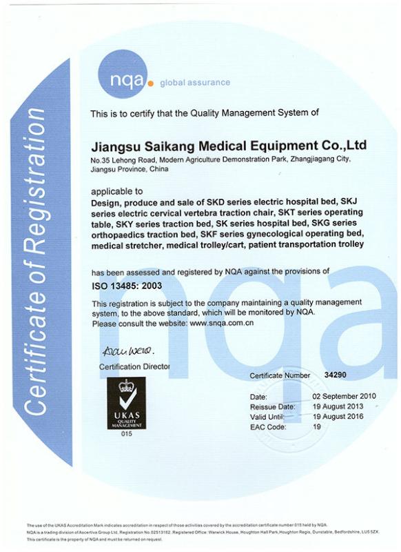 ISO13485 - Jiangsu Saikang Medical Equipment Co.,Ltd.