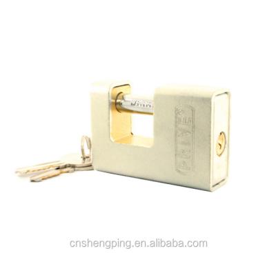 China Rectangle 80mm brass shielded brass padlock with 2 brass keys for sale