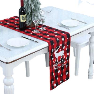 China New Christmas Table Flag Design Christmas Table Cloth Polyester Printing For Home Decoration for sale