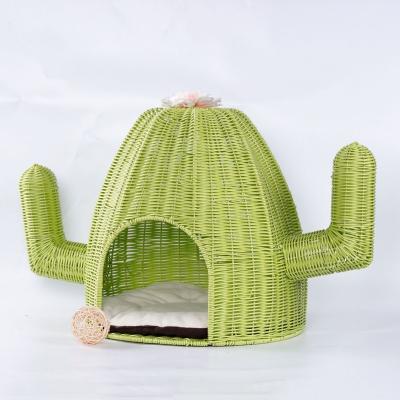 China Sustainable Pet Rattan Nest Creative Hand - Woven Pet Cactus Nest for sale