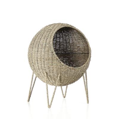 China Viable creative pastoral style pet water and grass hand - pet nest primary color water and grass pet woven nest for sale