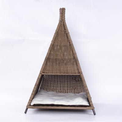 China Creative tent rattan viable like weaving, triangular dry and breathable, pet nest rattan woven pet nest can be used in four seasons for sale